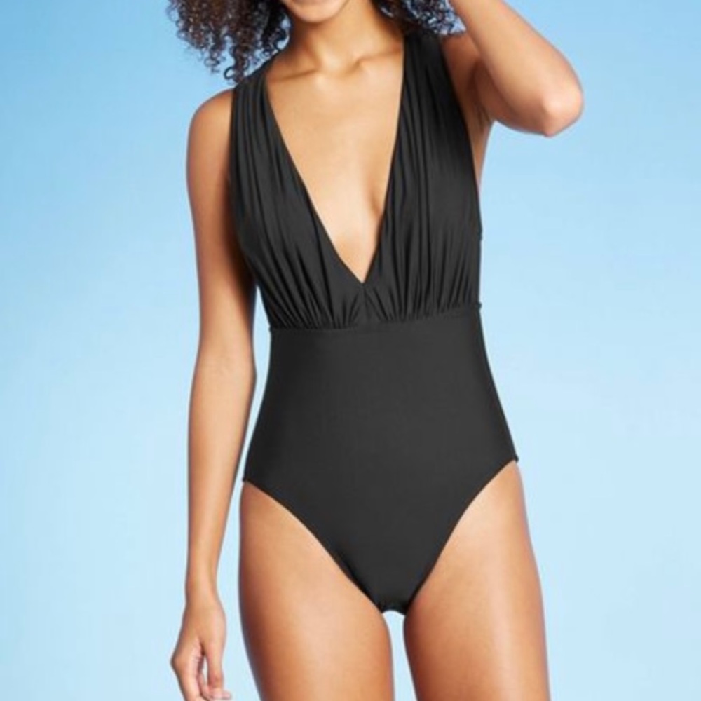 Plunge Front One Piece Swimsuit XL NWT